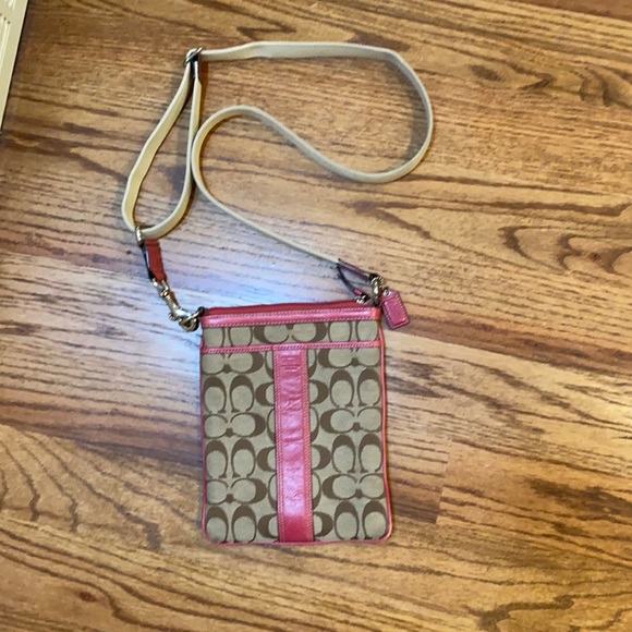 COACH Crossbody Pink Stripe adjustable Purse Bag - Picture 2 of 13